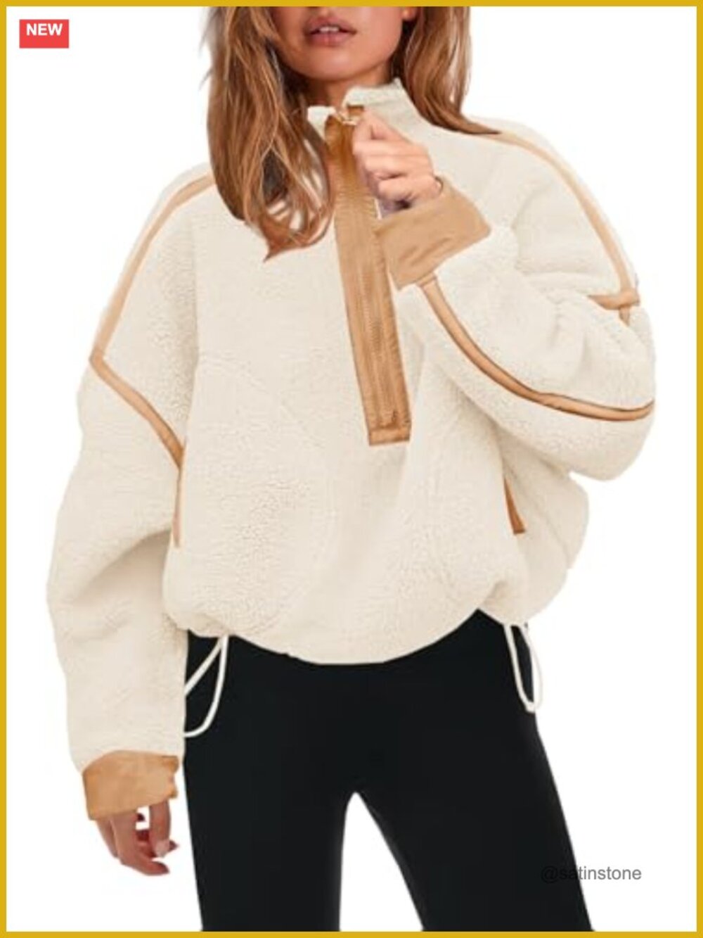 Women's Half Zip Fleece Pullover Sherpa Jacket Long Sleeve Zip Pockets